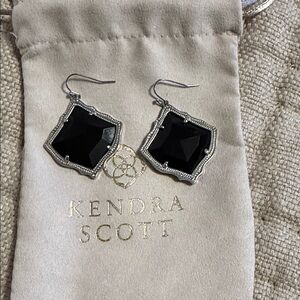 Kendra Scott Black Silver Frame Elle Drop Earrings